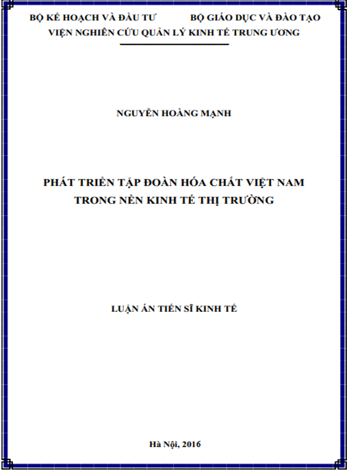 Luận án Phát triển Tập đoàn Hóa chất Việt Nam trong nền kinh tế thị trường