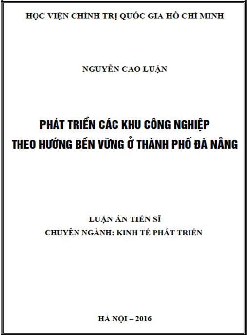 Luận án Phát triển các khu công nghiệp theo hướng bền vững ở thành phố Đà Nẵng