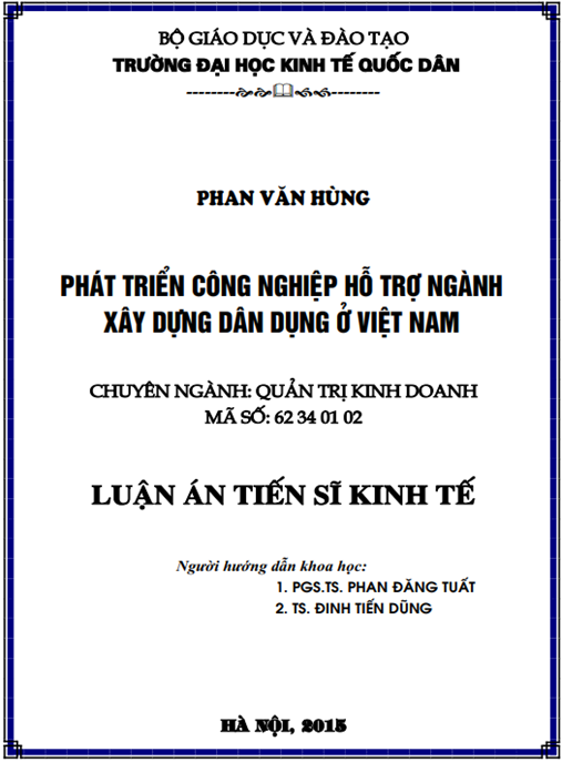 Luận án Phát triển công nghiệp hỗ trợ ngành xây dựng dân dụng ở Việt Nam