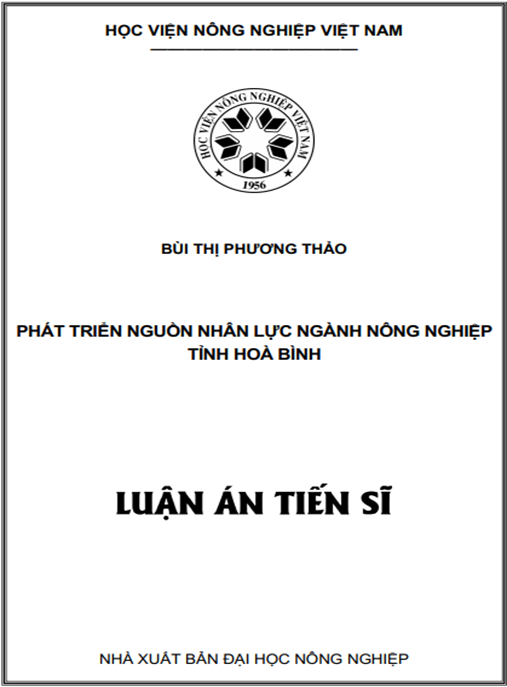Luận án Phát triển nguồn nhân lực ngành nông nghiệp tỉnh Hòa Bình