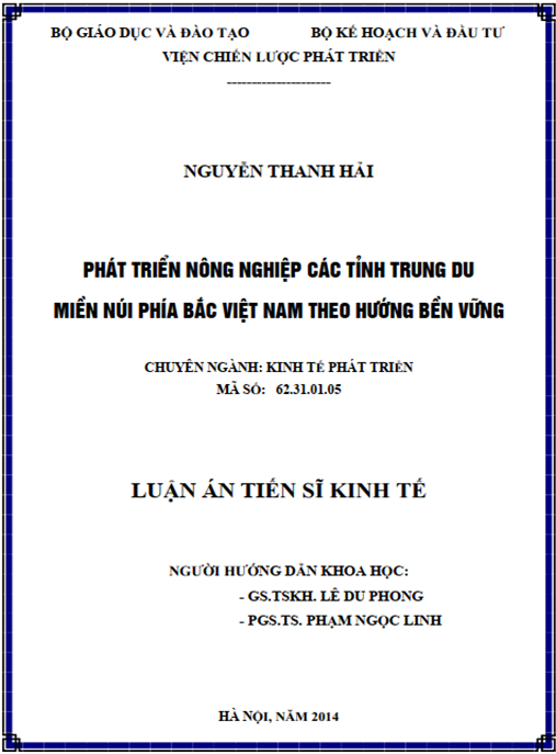 Luận án Phát triển nông nghiệp các tỉnh trung du miền núi phía Bắc Việt Nam theo hướng bền vững