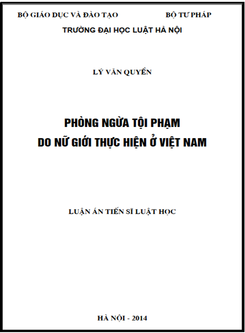 Luận án Phòng ngừa tội phạm do nữ giới thực hiện ở Việt Nam