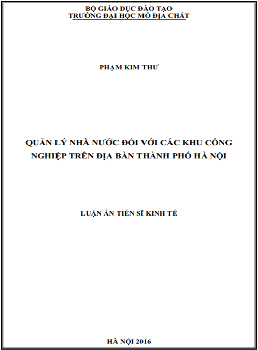 Luận án Quản lý nhà nước đối với các khu công nghiệp trên địa bàn thành phố Hà Nội