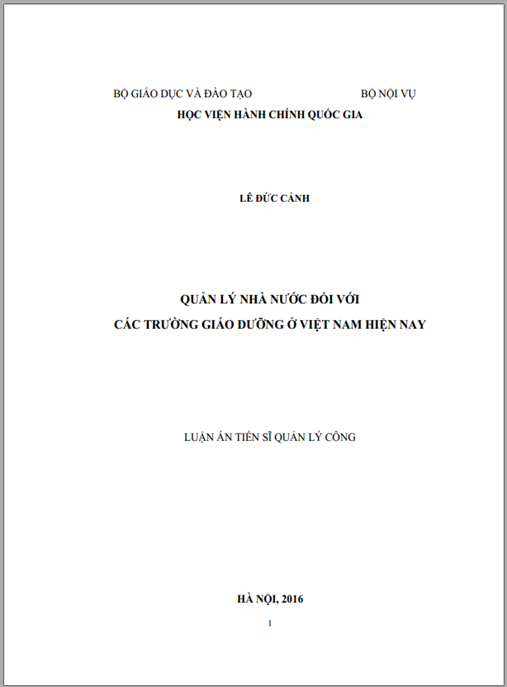 Luận án Quản lý nhà nước đối với các trường giáo dưỡng ở Việt Nam hiện nay