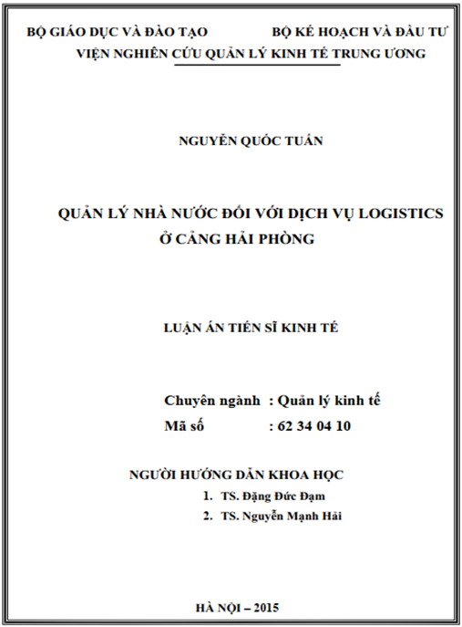 Luận án Quản lý nhà nước đối với dịch vụ logistics ở cảng Hải Phòng