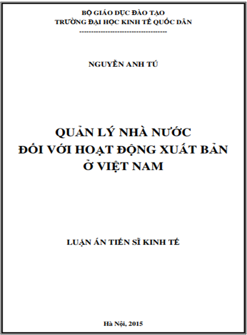Luận án Quản lý nhà nước đối với hoạt động xuất bản ở Việt Nam