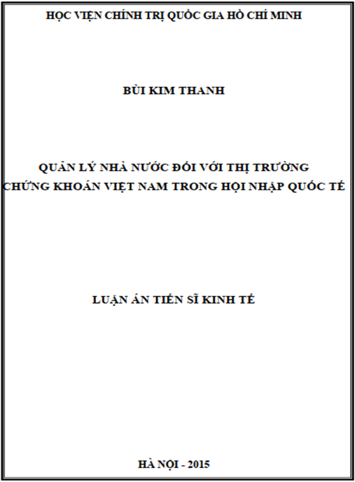 Luận án Quản lý nhà nước đối với thị trường chứng khoán Việt Nam trong hội nhập quốc tế