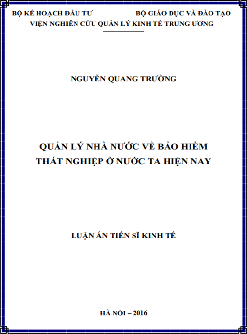 Luận án Quản lý nhà nước về Bảo hiểm thất nghiệp ở nước ta hiện nay