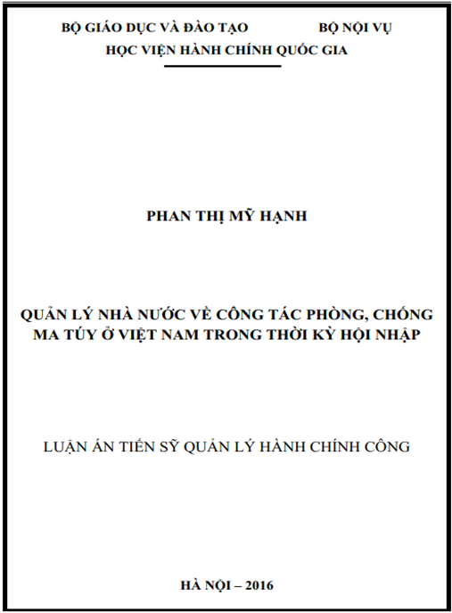 Luận án Quản lý nhà nước về công tác phòng – chống ma túy ở Việt Nam trong thời kỳ hội nhập