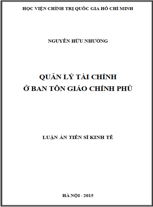 Luận án Quản lý tài chính ở Ban tôn giáo Chính phủ