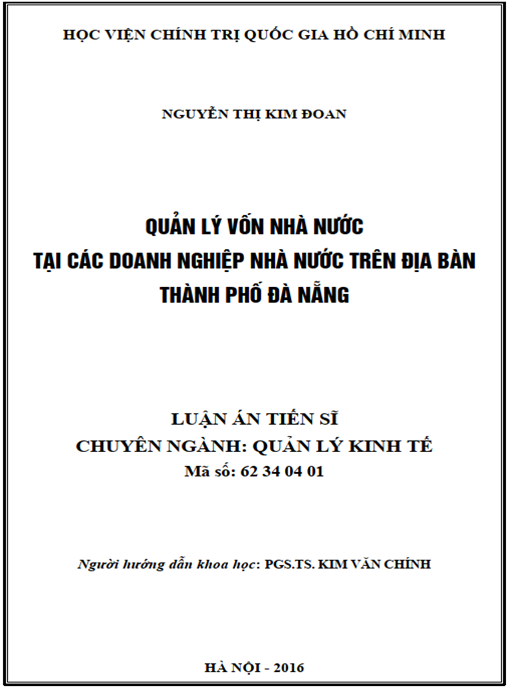 Luận án Quản lý vốn nhà nước tại các doanh nghiệp nhà nước trên địa bàn thành phố Đà Nẵng