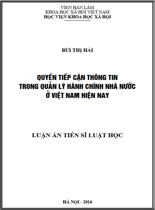 Luận án Quyền tiếp cận thông tin trong quản lý hành chính nhà nước ở Việt Nam hiện nay