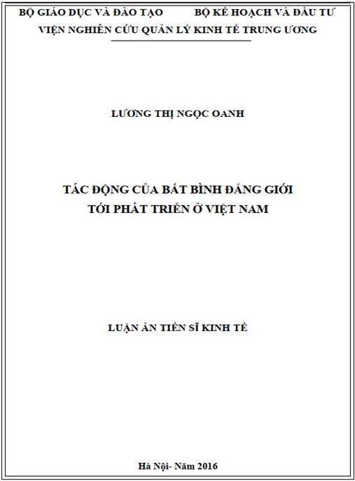 Luận án Tác động của bất bình đẳng giới tới phát triển ở Việt Nam