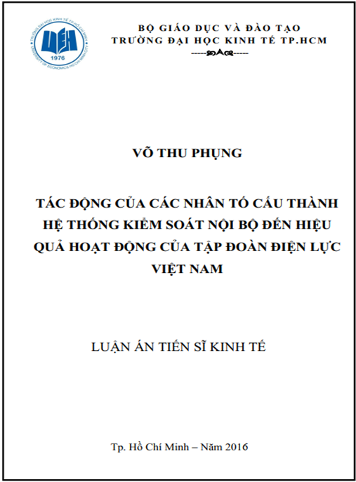 Luận án Tác động của các nhân tố cấu thành hệ thống kiểm soát nội bộ đến hiệu quả hoạt động của Tập đoàn Điện lực Việt Nam.