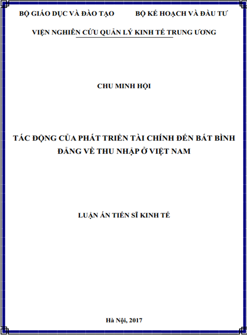 Luận án Tác động của phát triển tài chính đến bất bình đẳng thu nhập ở Việt Nam