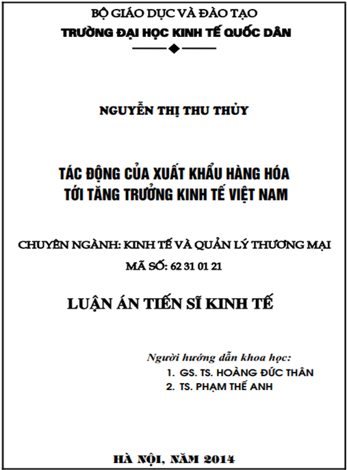 Luận án Tác động của xuất khẩu hàng hóa tới tăng trưởng kinh tế Việt Nam