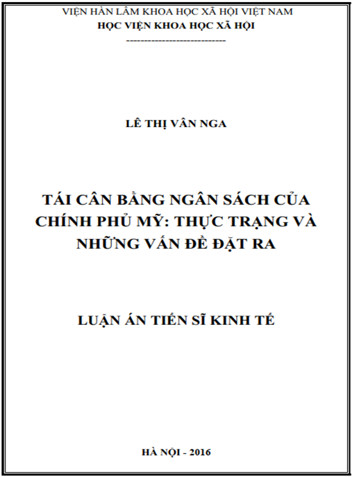 Luận án Tái cân bằng ngân sách của chính phủ Mỹ – Thực trạng và những vấn đề đặt ra