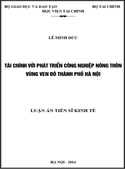 Luận án Tài chính với phát triển công nghiệp nông thôn vùng ven đô thành phố Hà Nội
