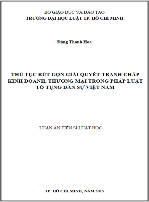 Luận án Thủ tục rút gọn giải quyết tranh chấp kinh doanh – thương mại trong pháp luật tố tụng dân sự Việt Nam