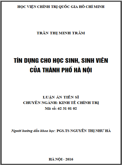 Luận án Tín dụng cho học sinh – sinh viên của thành phố Hà Nội