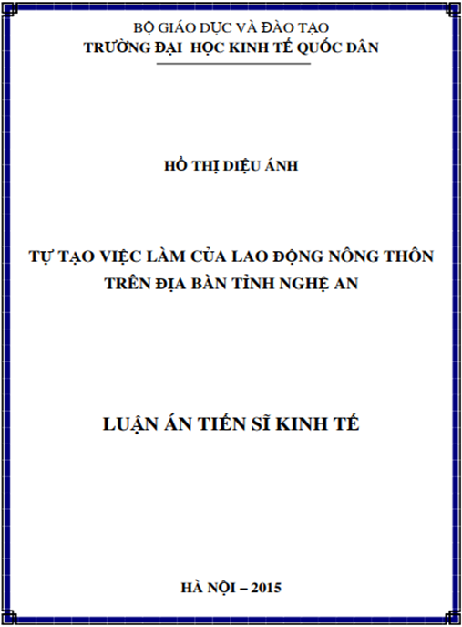 Luận án Tự tạo việc làm của lao động nông thôn trên địa bàn tỉnh Nghệ An