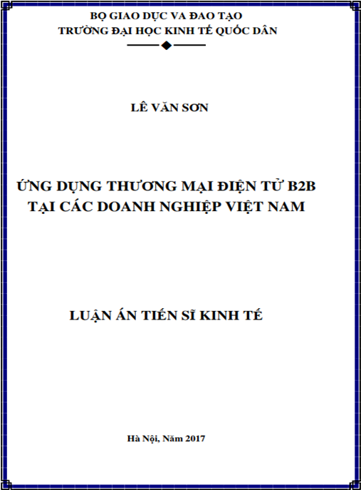 Luận án Ứng dụng thương mại điện tử B2B tại các doanh nghiệp Việt Nam