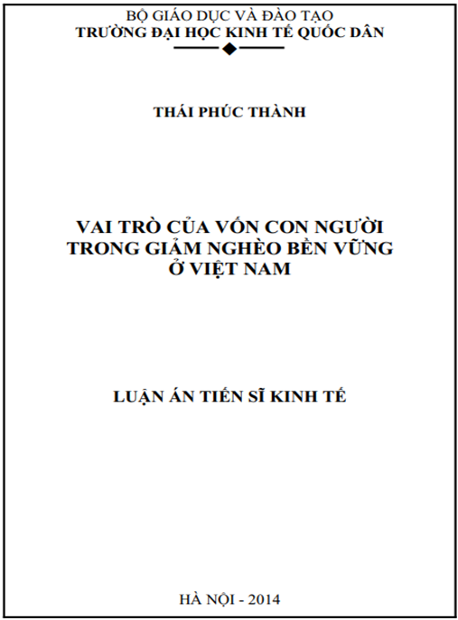 Luận án Vai trò của vốn con người trong giảm nghèo bền vững ở Việt Nam