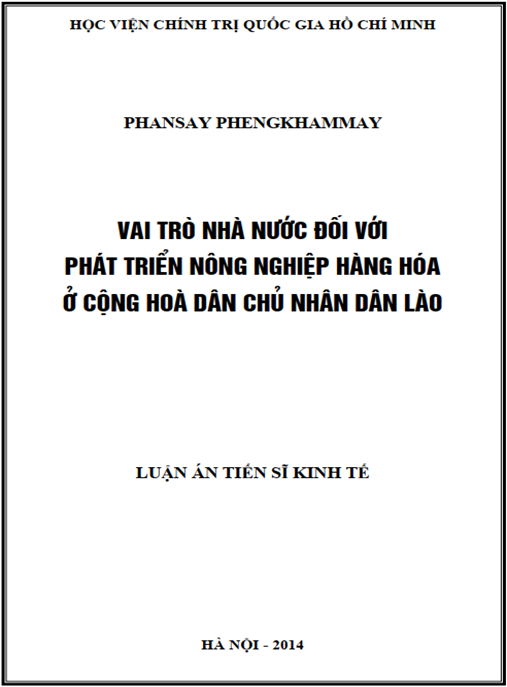 Luận án Vai trò nhà nước đối với phát triển nông nghiệp hàng hoá ở Cộng hoà Dân chủ Nhân dân Lào