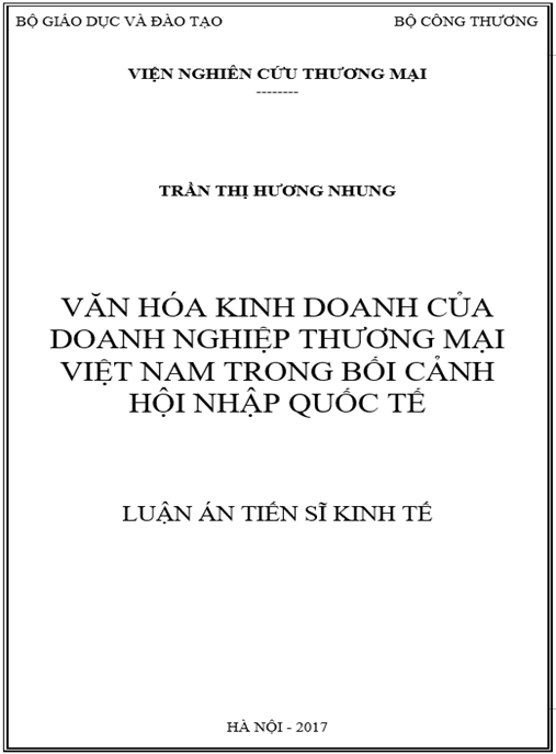 Luận án Văn hoá kinh doanh của doanh nghiệp thương mại Việt Nam trong bối cảnh hội nhập quốc tế