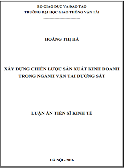 Luận án Xây dựng chiến lược sản xuất kinh doanh trong ngành vận tải đường sắt