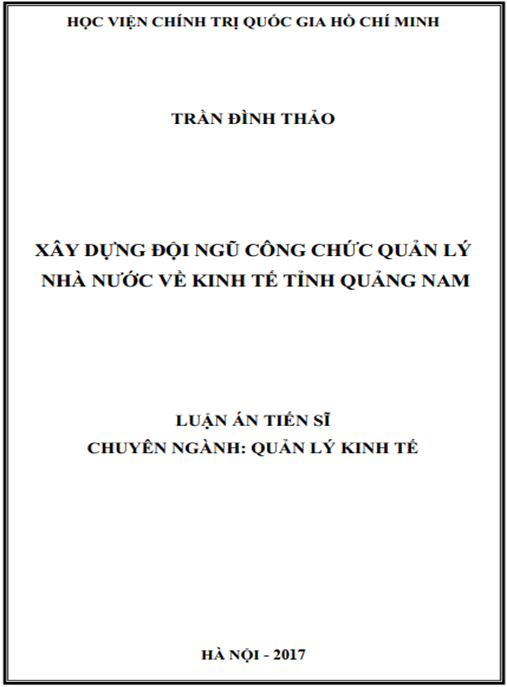 Luận án Xây dựng đội ngũ công chức quản lý nhà nước về kinh tế tỉnh Quảng Nam