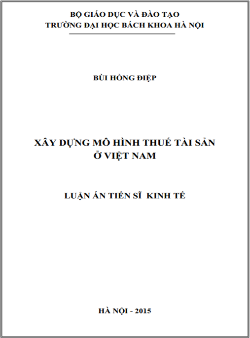 Luận án Xây dựng mô hình thuế tài sản ở Việt Nam