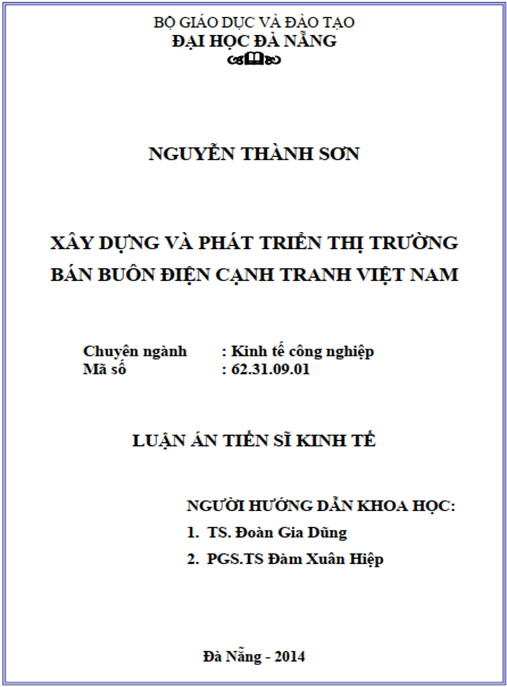 Luận án Xây dựng và phát triển thị trường bán buôn điện cạnh tranh Việt Nam