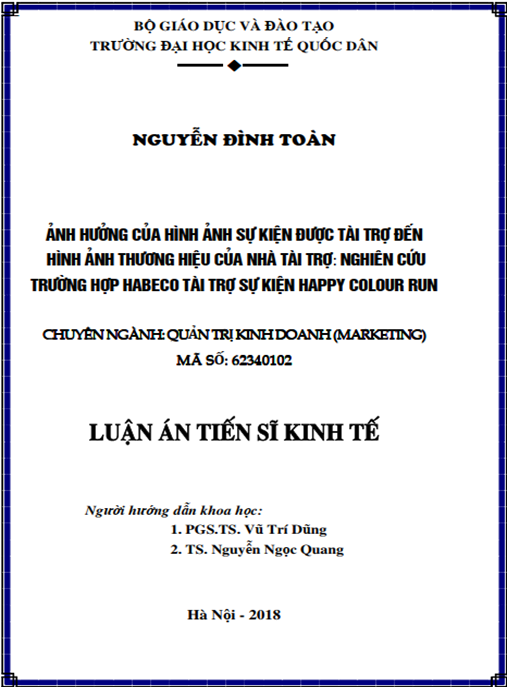 Luận án tiến sĩ Ảnh hưởng của hình ảnh sự kiện được tài trợ đến hình ảnh thương hiệu của nhà tài trợ – Nghiên cứu trường hợp Habeco tài trợ cho sự kiện Happu Colour Run