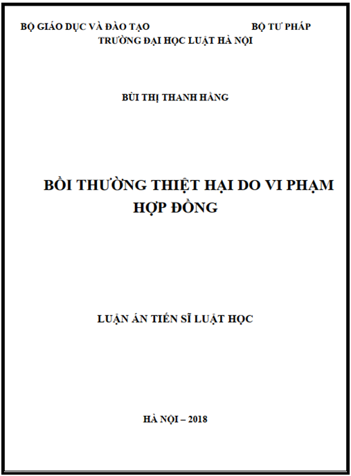 Luận án tiến sĩ Bồi thường thiệt hại do vi phạm hợp đồng
