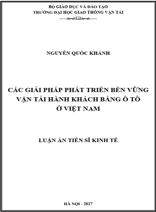Luận án tiến sĩ Các giải pháp phát triển bền vững vận tải hành khách bằng ô tô ở Việt Nam