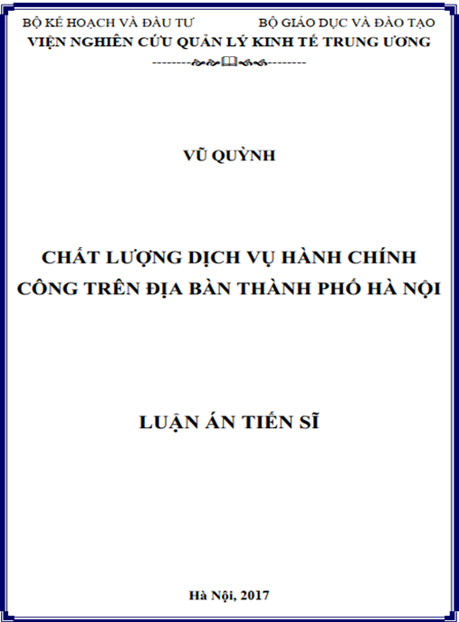 Luận án tiến sĩ Chất lượng dịch vụ hành chính công trên địa bàn thành phố Hà Nội