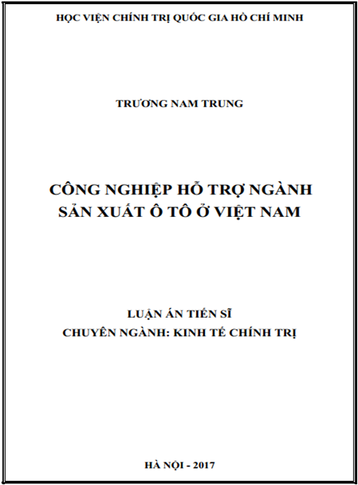 Luận án tiến sĩ Công nghiệp hỗ trợ ngành sản xuất ô tô ở Việt Nam