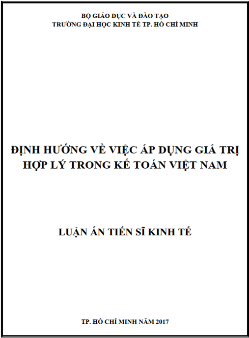 Luận án tiến sĩ Định hướng về việc áp dụng giá trị hợp lý trong kế toán Việt Nam