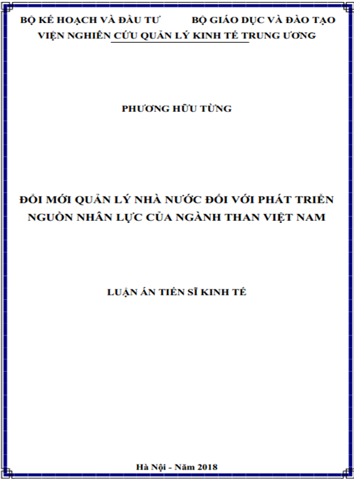 Luận án tiến sĩ Đổi mới quản lý nhà nước đối với phát triển nguồn nhân lực của ngành than Việt Nam