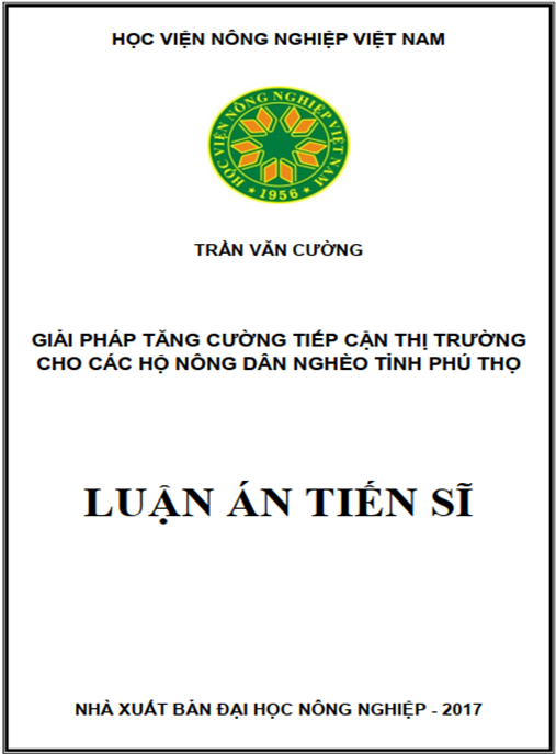 Luận án tiến sĩ Giải pháp tăng cường tiếp cận thị trường cho các hộ nông dân nghèo tỉnh Phú Thọ.