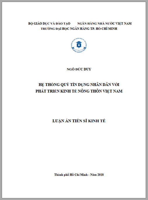 Luận án tiến sĩ Hệ thống Quỹ tín dụng nhân dân với phát triển kinh tế nông thôn Việt Nam.