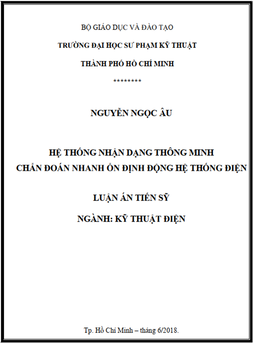 Luận án tiến sĩ Hệ thống nhận dạng thông minh chẩn đoán nhanh ổn định động hệ thống điện