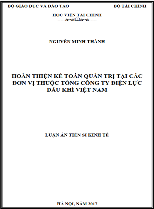 Luận án tiến sĩ Hoàn thiện Kế toán quản trị tại các đơn vị thuộc Tổng Công ty Điện lực Dầu khí Việt Nam