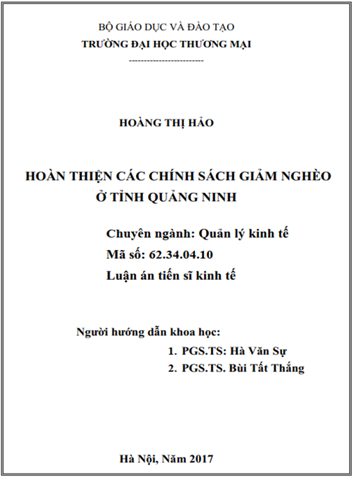 Luận án tiến sĩ Hoàn thiện các chính sách giảm nghèo ở tỉnh Quảng Ninh