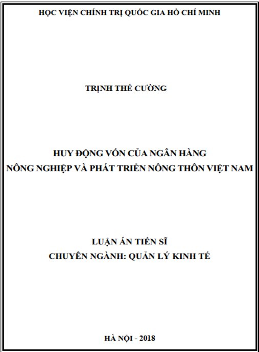 Luận án tiến sĩ Huy động vốn của Ngân hàng Nông nghiệp và Phát triển nông thôn Việt Nam