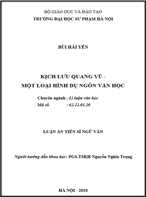Luận án tiến sĩ Kịch Lưu Quang Vũ – một loại hình dụ ngôn văn học