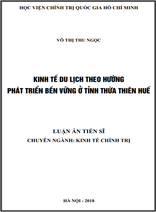 Luận án tiến sĩ Kinh tế du lịch theo hướng phát triển bền vững ở tỉnh Thừa Thiên Huế