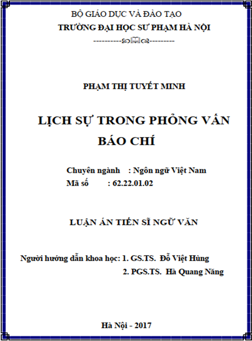 Luận án tiến sĩ Lịch sự trong phỏng vấn báo chí
