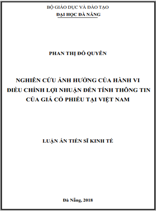 Luận án tiến sĩ Nghiên cứu ảnh hưởng của hành vi điều chỉnh lợi nhuận đến tính thông tin của giá cổ phiếu tại Việt Nam